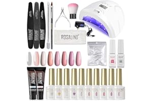 ROSALIND zestaw półtrwały lakier UV lampa LED 48W, 6 kolorów 10ml półtrwały lakier żelowy UV z podstawą i matową powłoką, polerowane do paznokci, zestaw do przedłużania paznokci, półtrwały manicure