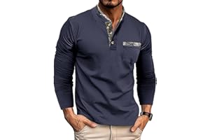Ryehack Herren Henley Shirt Langarm Pullover mit Knopfleiste Basic Polo T-Shirts Regular Fit S-2XL