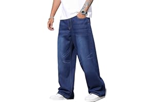 Zewool Jeans Baggy Hip Hop para Hombres,Jeans Skater de Pierna Ancha,Pantalones de Denim Holgados Streetwear