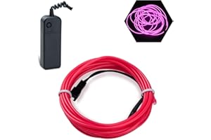 Podazz Flexible EL Fil Tube Néon Light Avec Contrôleur 3 Modes LED Lumière De Voiture Dance Partie De Mariage Bar intérieur et extérieur Décor (Rose, 9 Pi)