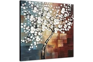 Wieco Art, "Luce del mattino", UK-FL1089-6060, completamente dipinto a mano, arte astratta moderna, dipinto floreale olio su tela, decorazione da parete per la casa