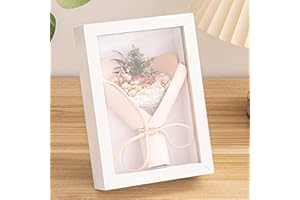 FAVORTALK Box Frame Deep Photo Frame - 5 X 7 Shadow Boxes 3D (13 x 18CM) Pictures Frames for Objects Crafts for Tabletop and Wall(White428,Depth 3cm)