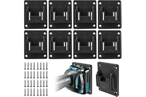 HOSPAOP 8 Stück Wandhalterung Werkzeughalter für Makita 18V Akku Geräte, Bohrerhalter für Elektrowerkzeuge, Schrauber Halterung mit 32 Schrauben, Maschinenhalter für Werkstatt und Garage, 14.4/18V, Schwarz