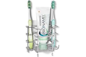 Linkidea Uchwyt ścienny na szczoteczkę do zębów pod prysznic, stojak na pastę do zębów ze stali nierdzewnej, samoprzylepny/na blat, 3 gniazda, organizer do Colgate Extra Clean, Oral-B CrossAction