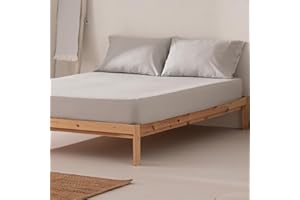 GAMUSI Prześcieradło z gumką 80 x 200 x 30 cm 100% bawełna, oddychająca, regulowana, kolor jasnoszary