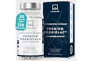 AAVALABS Bio Cultures Complex [ 120 Billion CFU ] 30x Bacterial Strains incl. Lactobacillus Acidophilus & Bifidobacterium per Serving - 90 Capsules - 3rd Party Tested
