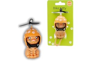 Winkee - Chaton de Vélo avec Casque | Le Joli Chat Fahrra avec Hélice | Mascotte et Décoration en Caoutchouc pour Vélo