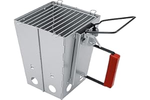 Denmay 7417 Foldable Charcoal Chimney Starter for Weber, With Handle, Charcoal fireplace starter for Grill Camping BBQ GrillOutdoor Smoke, Garden Camping Picnics