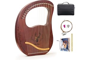 VixxNoxx Arpa de lira, 19 cuerdas de metal de caoba, instrumentos musicales de cuerda con llave de afinación, juego de cuerdas de repuesto, manual (idioma español no garantizado)