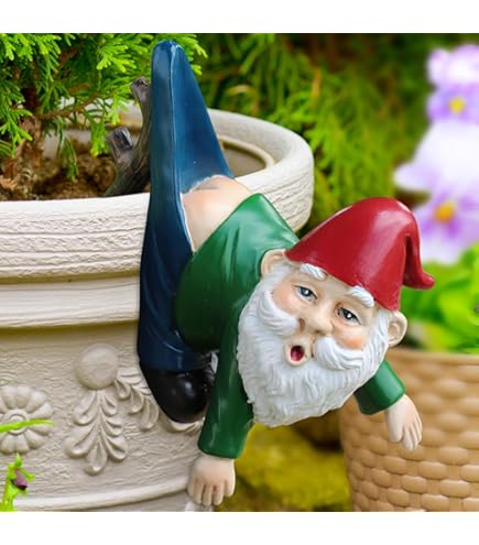Decor Space Nano da giardino per esterno in resina gnomo simpatico colore tinta unita h 29.5 cm (Nero