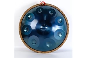 ENLLY Stahlzungentrommel Runde Steel Tongue Drum 22 Zoll 9 Tone D-Moll Zungentrommel Schlagzeug Instrument, Neuntönige Tonleiter Instrumente Mit SchlagzeugschläGeln, Tragetasche (Color : Blau)