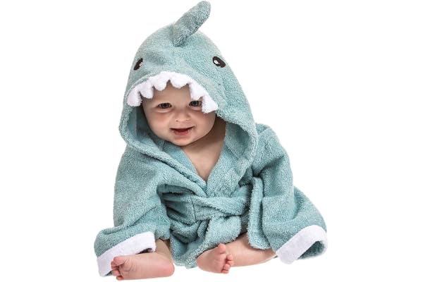 Lexikind Serviette à Capuche Bébé Peignoir De Bain En Tissu Éponge Pour Garçon Et Fille (Requin Bleu)