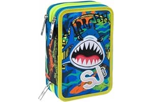 SEVEN. ASTUCCIO SJ GANG ANIMAL boy ragazzo squalo SCUOLA 3 PIANI completo + omaggio portachiave fischietto + omaggio penna colorata