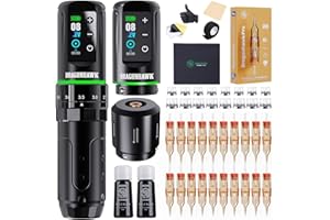 Dragonhawk L3 Kit Tatuaggio Pen Macchinetta Tattoo Senza Filo, completo Kit Rotativa Tattoo Gun 7 Strokes Length, 2 Batterie 2.000 mAh, RCA Connect, Aghi per Tatuaggi Professionali per (KIT)