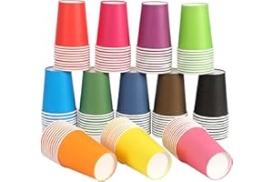 YANGTE 120 bicchieri di carta usa e getta per feste, da 266 ml, multicolore, biodegradabili, per vacanze e matrimoni fai da te, 12 colori