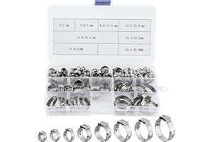 QICHAN 95 Stück Schlauchschellen Set, Schlauchklemme mit 8 Größen 6-22,6mm, Schlauchschellen Edelstahl, Verstellbare Ohrschellen für Wasser Rohr, Automobil-Tubing, Kühler Rohrschlauch Luftkanal