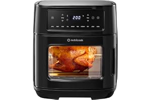 Nutricook Air Fryer Oven, 12L, 10 cooking programs -airfry, bake, roast, dry, reheat, fries, chicken, fish, all at the touch of a button.ceramic-coated cooking tray, SS304 wire racks, 2-years warranty