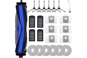 QWYTLROX Kit d'accessoires de 24 pièces pour Ecovacs Deebot T50 Omni / T50 Pro Omni, 1 Brosse principale, 4 filtres HEPA, 6 serpillères, 6 sacs à poussière, 6 brosses latérales, 1 brosse de nettoyage