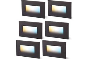 CLOUDY BAY Dimmable Upgraded 3 Color 120V LED Indoor Outdoor Step Lights,3000K/4000K/5000K 3W 55lm,Stair Light,Oil Rubbed Bronze,6 Pack