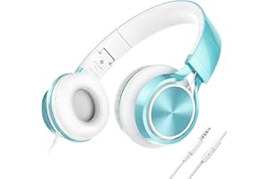 AILIHEN MS300 Kopfhörer mit Kabel und Mikrofon für Chromebook, Laptop, Computer, Smartphone, 3,5 mm, faltbar, leicht, Headset für Schule, Teenager, Mädchen, Jungen, Online-Klassenzimmer（Zitronengrün）