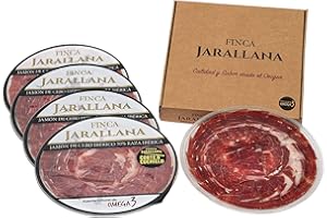 Finca Jarallana - Jamón de Cebo Ibérico 50% Cortado a Cuchillo - 5 Platos de 100 g - Secado natural y Curación de + 36 meses - Cerdo Ibérico Criado en Régimen Extensivo