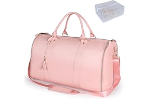 Geestock Travel Garment Bag for Women, Large Convertible Suit Bags with Shoes Pouch, Travel Duffel Carry On Weekend Bag for Gym, Wedding Party - Pink