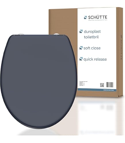 spirella Toiletdeksel ovaal wc-deksel met quick-release-functie en softclose-mechanisme, antibacteriële wc-bril van thermoplast en roestvrij staal afneembaar - antraciet