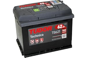 Batería para coche Tudor Exide Technica 62Ah, 12V. Dimensiones: 242 x 175 x 190. Borne izquierda.