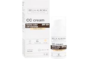 BELLA AURORA - CC Cream Antimanchas SPF50+ 30 ml, Protector Solar Antimanchas Tono Claro, Crema Color Antimanchas, para Cualq