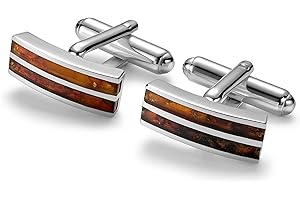 STERLL Uomo Argento 925 Gemelli in argento con ambra Custodia per gioielli Regali per uomini