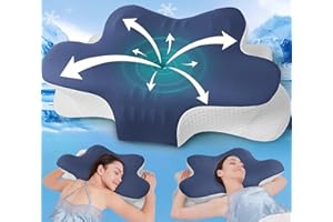 Hydomi Cervical Memory Foam Pillow for Neck and Shoulder Pain-Adjustable Orthopedic Pillow with Armrest Design-Bed Pillow with Cooling Washable Cover for Side, Back & Stomach Sleep