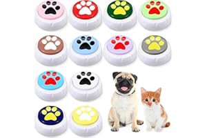 YUNSAILING 12 Pcs Dog Buttons for Communication Voice Recording Button Dog Talking Button Set Training Speaking Buttons Sound Pet Buttons for Talking 30 Seconds Recordable Answer Buzzers, Multicolored