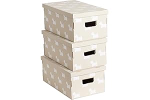 Lavatelli Kanguru, conjunto de 3 Cajas en Cartón, Beige/Blanco, 29x51x21 cm, PERROS, 29x51x20 cm, 3 (615)