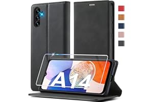 Ailicici Handyhülle für Samsung Galaxy A14 Hülle Leder, Mit Schutzfolie, Brieftasche Schutzhülle für Samsung A14 Hülle Stoßfest Case Flip Wallet Leder Klappbar für Samsung Galaxy A14 5G Hülle Holster