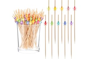 AOZUO 100 Piezas Brochetas de Cóctel, 12 cm Brochetas de Cóctel de Madera Linda Decoración de Palillos de Madera Pinchos para Bocadillos para Bar Pastel Fiesta y Brocheta de Frutas Regalo