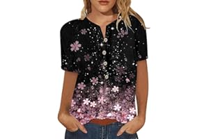 SCBFDI Damen Oberteile Elegant, Plus Size Hemden für Frauen Kurzärmelige O-Neck Hemden Knopf Unten Niedlich Passform Sommer Lässig Tee Oberteile Sommer 2024 S-4Xl