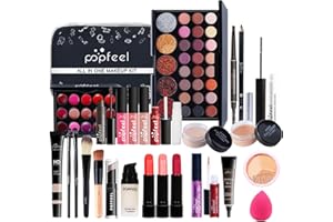 MKNZOME 28Pcs Kit de maquillage Complet, Polyvalent Ensemble de Cosmétique avec Fard à Paupières Palette Correcteur Fard à Joues Rouge à Lèvre pour Femme, Tout-en-un Mallette de Maquillage Beauté Set#4