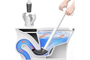 CINOLA Upgraded Toilet Plunger with Holder, Wall Mounted Toilet Bowl Plunger with Hideaway Caddy, Dual Handle Plunger for Bathroom Built-in Drip Tray, RV Bathroom Accessories (White-1)