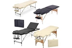 Huini 2 Zonen Mobile Massageliege klappbar Massage Kosmetik Bank Ttisch klappbar Höhenverstellbare Aluminiumfüße Massagebank (bis 230kg belastbar) - Schwarz