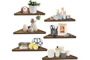 ‎HORLIMER HORLIMER 6 Stück Eckregal Wandregal Klein, Schweberegal aus Holz, Schwimmendes Regal für Schlafzimmer, Wohnzimmer, Badezimmer, Küche und Büro