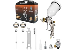 BEETRO HVLP Spray Gun Kit for Car Painting: 600ml, 14.5CFM, 30-43psi, 1.4/1.8mm Stainless Steel Nozzles, Type 2 Adapter, Air Valve, Filter (600ml,1.4+1.8mm with box)