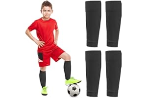 REEKNOKOL 2 paires de chaussettes de football pour enfants, manches élastiques pour chaussettes pour enfants, chaussettes de football coupées pour enfants, chaussettes de sport pour le football