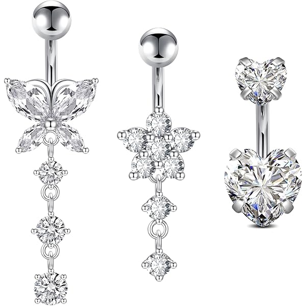 Sprießen Piercing Nombril,5pcs Piercing Nombril Acier Inoxydable