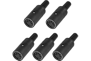 MEIRIYFA MIDI DIN kvinnlig pluggkontakt, 5-pack DIN-kontakt kvinnlig lödljud MIDI-kontakt för mixer, elektronisk trumma, MIDI tangentbord (5 stifts)