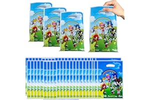 MIZT Sonic Sachets de fête, 50 Sac Cadeaux, Sacs de fête d'anniversaire, Sacs de Cadeau Pochette Bonbon Anniversaire Sachet en pour Faveur de Noël Anniversaire Fête, Le thème de la fête, 25 x 16 cm