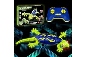 HILKKET Gecko Wandflitzer RC, Fluoreszierende Eidechse Spielzeug mit Leuchtende Augen und Fernbedienung, Interaktiv Roboter Kinder, Echse Geschenk für Kinder ab 3 Jahren