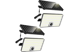 ‎FLOWOOD FLOWood Solarlampen für Außen, 2 Stück 100LED Superhelle 2000LM Solarleuchten mit Bewegungsmelder und 3 Modi 2000mAh, IP65 Wasserdichte Led Solar Strahler mit 5m Kabel, Solar Wandleuchte für Garten