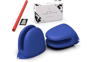 WAFE Mini Oven Gloves for Air Fryer - 2 Silicone Finger Gripper Kitchen Mitts - Heat Resistant Pinch Covers for Cooking, BBQ, Grilling - One Size Fits All Double Hand Pot Holder w/Oven Rack Protector