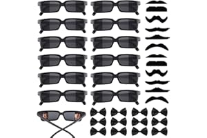 URHRHU Kit Detective Bambino 12 Pezzi Occhiali da Agente Segreto con Baffi e Farfallino - Occhiali Spia Retrovisori Divertenti Costume da Detective per Bambini e Adulti Regalo Feste di Compleanno