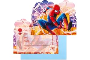 CHUKUA 20Pcs Spider Party Invitations, Party Invites for Kids Girls Boys with Envelopes, Personalised Boys Birthday Party Invitations, Double-Sided Printed